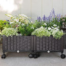 Barton 2 Pieces Rolling Garden Bed Brown Plastic w/Self-Watering Design Outdoor Elevated Planter Box Kit Wheels Mobile