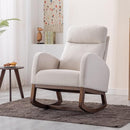 Dolonm Nursery Rocking Chair for Living Room, Upholstered Mid-Century Modern Nursery Rocking Armchair Tall Back Accent Glider Rocker, Beige by TinyTreasures Baby Boutique