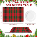 Christmas Placemats Set of 6 Red and Green Plaid Plastic Table Mats Recyclable Place Mats Washable Farmhouse Holiday Table Decoration for Indoor Outdoor Christmas Party Kitchen Dining by CozyNest Decor