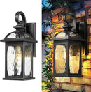 zeyu 15 Inch Outdoor Wall Lights Exterior, Outdoor Patio Light Fixture for Garden Porch, Die-Cast Aluminum with Water Ripple Glass, Black Finish, ZD100B BK-WP by GreenHaven Gardens