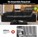 118" 3-Seater Cloud Sofa,Modular Sectional Couch,Modern Deep Seat Upholstered Couches with Plush Corduroy Fabric for Living Room Furniture,Bedroom and Apartment,No Assembly Required,Black by CozyNest Decor