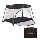 Dream On Me Travel Light Playard with Mesh Zipper Door in Black by TinyTreasures Baby Boutique