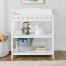 Badger Basket Baby Changing Table with Pad & Shelves - Wooden Changing Table with Storage - Nursery Change Table for Diapers & Baby Essentials, White by TinyTreasures Baby Boutique