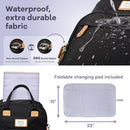 RUVALINO Diaper Bag Backpack, Multifunction Travel Pack Maternity Baby Changing Bags, Large Capacity, Waterproof, Black by TinyTreasures Baby Boutique