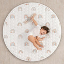 Comfy Cubs Round Kids Play Mat - Medium 48 inches Soft Quilted Baby Floor Mat with Non-Slip Bottom - Plush Design for Toddlers' Playtime and Relaxation - Comfortable and Durable - Rainbow by TinyTreasures Baby Boutique