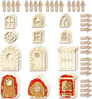 56 Pcs Fairy Door & Window Craft Kit - Wooden Garden Doors, Mini Fences, Unpainted Miniature Accessories for Home Party Event Decor - DIY Fairy House Decorations (Antique) by GreenHaven Gardens