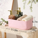 Small Storage Baskets for Organizing | Closet Organizer Bins | Shelf Toy Basket | Woven Rope Baskets | Cube Decorative Box | Shallow Basket | 11.5x7.5x4.7” | 3 Packs Pink by TinyTreasures Baby Boutique