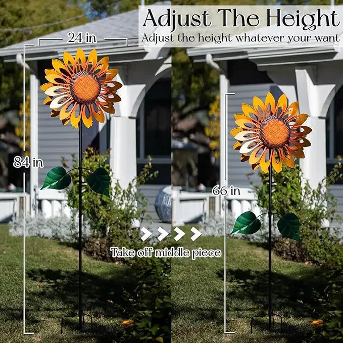 Wind Spinners for Yard and Garden Large, Wind Spinner Outdoor Metal Large, 84 Inch Wind Sculptures Birthday Gifts for Women(Double Sided Sunflower), photo 4 of 9