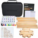 Mexican Train Dominoes Set with 4 Wooden Trays/Racks and Portable Carrying Case,Travel Colorful Double 12 Dominoes - 91 Numbered Tiles,for Kids and Adults by TinyTreasures Baby Boutique