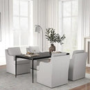 VKNOW Upholstered Dining Chairs Set of 4, Modern Kitchen Chairs Dinner Chairs with 4 Casters, Linen Armchair for Bedroom Reading Room Living Room, Light Grey by CozyNest Decor