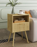 Nightstand,Modern Bedside Table with Storage Drawer and Open Wood Shelf, Accent Night Stand with Solid Wood Legs for Living Room, Bedroom and Small Spaces,Easy Assembly (Yellow Oak) by CozyNest Decor