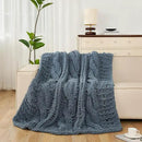 Esterra Chunky Knit Blanket Throw 50"x60", 100% Hand Knitted Chenille Throw Blanket, Cozy Soft Thick Cable Knit Throw Large Rope Knot Crochet Throw Blanket for Sofa Couch Bed, Blue Mirage by CozyNest Decor