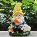 Solar Garden Outdoor Statues Gnome Feeding Rabbit with 6 LED Solar Figurine for Lawn,Patio,Balcony,Yard Decor Unique Housewarming Gift, for Grandfather, Father,Grandma by CozyNest Decor