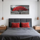 Black and White Red Tree Wall Art Canvas Print Picture Large Red Tree Landscape Modern Artwork for Living Room Bedroom Office Home Wall Decoration Decor With Frame 20x40in by CozyNest Decor