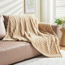 NEWCOSPLAY Super Soft Throw Blanket Brown Premium Silky Flannel Fleece 3D Clouds Stylish Jacquard Lightweight Bed Blanket All Season Use 350GSM (Brown, Throw(50"x60")) by CozyNest Decor