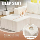 Hobestluk Modular Sectional Sofa Memory Foam Couch Sofa Bed Loveseat with Chaises Cloud Couch with Removable Cover Large Sectional Couches for Living Room (Strip White, Sofa Bed) by CozyNest Decor