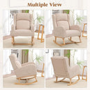 Rocking Chair Nursery, Nursing Rocking Chairs for Mom Nursery, Comfy Wingback Glider Rocking Armchair with Side Pocket for Nursery Living Room Bedroom, Khak by TinyTreasures Baby Boutique