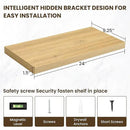 24 Inch Floating Shelves, 12 Inch Deep Floating Shelves for Wall, Floating Shelf with Invisible Brackets, Deep Shelves for Bathroom, Bedroom, Living Room, 2 Pack, Natural by CozyNest Decor
