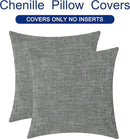 CaliTime Throw Pillow Covers Decorative 22 X 22 Inches Pack of 2 Cozy Chenille Cushion Cases for Couch Sofa Bed Living Room Home Medium Grey by CozyNest Decor