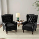 Accent Chair, Upholstered Armchair with Button Tufted High Back & Solid Wood Legs, Comfy Wingback Reading Single Sofa Chair for Small Spaces, Living Room, Bedroom (Leather Black, Set of 1) by CozyNest Decor