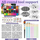 42 Colors Kids Face Painting Kit,Non Toxic Water Activated Face Paint Palette with 5 Reusable & 45 Sticky Stencils,11 Brushes,2 Gems.Ideal for Mardi Gras,Halloween,Christmas,makeup,Parties,Makeup etc. by TinyTreasures Baby Boutique