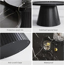 win2win Nesting Coffee Table Set of 2, Modern Coffee Table with Marble Veneer, Fluted Round Tea Table and End Table Set, Minimalist Center Tables for Living Room, Office, Black by CozyNest Decor
