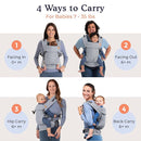 Beco Gemini Baby Carrier from Newborn to Toddler - Certified Ergonomic Newborn Baby Carrier for Infants and Children of 7-35 lbs - M Shape, Adjustable Seat, 100% Cotton (Grey) by TinyTreasures Baby Boutique