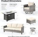 ovios 7 Pieces Patio Furniture Set with 42" Fire Pit Table, Outdoor Wicker Sofa with Swivel Chairs, All Weather High Back Rattan Couch Conversation Set, Beige by GreenHaven Gardens