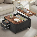 31.5" Lift Top Coffee Table with Storage, Farmhouse Coffee Tables for Living Room, Square Coffee Table with Large Hidden Storage Compartment, 2 Drawers & Removable Shelves, Black by CozyNest Decor