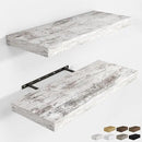 RICHFOCUS 24Inch Floating Shelves for Wall 2 Pack Shelves for Bedroom|Kitchen|Bathroom Wall Mounted Rustic Distressed Wood Floating Shelf with Invisible Brackets for Books|Storage|Decor, Rustic by CozyNest Decor