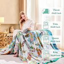 Summer Throw Blanket, 60"x80" Reversible Bohemian Flower Blanket, 100% Cotton Muslin Breathable Woven, Farmhouse Decorative Throw Blanket by CozyNest Decor