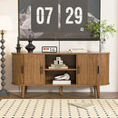 51" Fluted TV Stand, Mid-Century Modern Entertainment Center for Tvs up to 60" with Drawers and Fluted Doors, Curved TV Media Console Table with Sliding Doors for Living Room, Bedroom (51") by CozyNest Decor