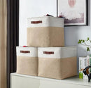 DECOMOMO Storage Cubes, 12x12 Storage Bins, Baskets for Shelves (Beige & White, Cube 12" - 4 Pack) by CozyNest Decor