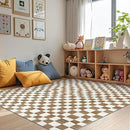 jinchan 4x6 Brown Checkered Area Rugs for Kids Room - Machine Washable Rug Modern Neutral Geometric Lattice Soft Non-Slip Carpet for Nursery Playroom Bedroom Entryway Living Room Home Office by CozyNest Decor