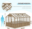 8x14 FT Outdoor Greenhouse Kit, Wooden Greenhouses for Outdoors Walk-in Green House with 6MM Thick Polycarbonate Panel & Adjustable Roof Vents, Backyard Garden, Light Mocha Brown by GreenHaven Gardens