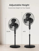 PELONIS 16'' Pedestal Fan for Bedoom, Remote, Standing Fan with 7-Hour Timer, 90° Oscillation, 3-Speeds, Adjustable Height, Electric Cooling Fans for Living Room and Office by CozyNest Decor