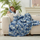 Amélie Home Chunky Knit Throw Blanket for Couch, Soft Chenille Crochet Blanket for Sofa, 50"x60", Space-Dyed Blue by CozyNest Decor