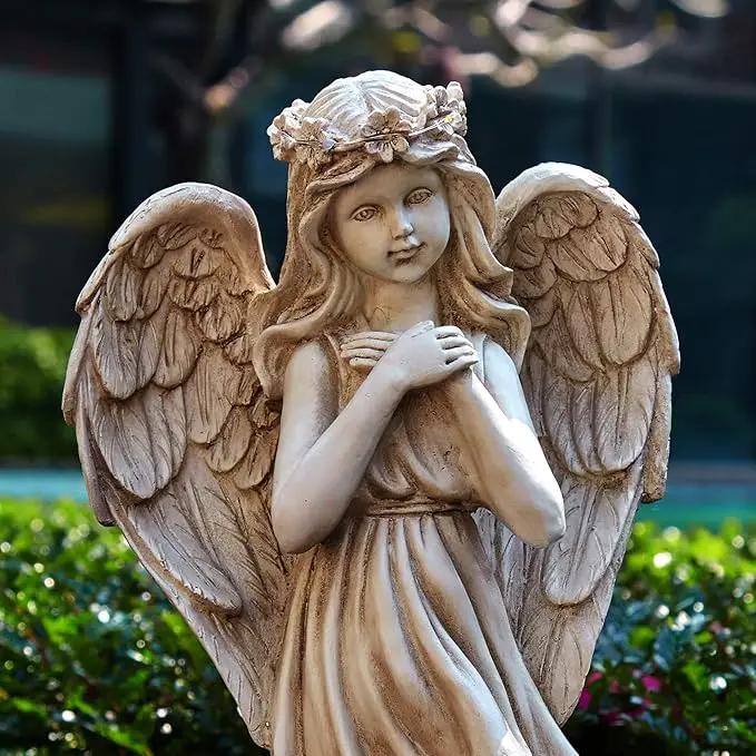 Garden Angel Figurines, Light Up Praying Angel Statues Outdoor Statue with Solar LED Lights for Patio, Lawn, Cemetary Grave Decoration, Sympathy Gift, 16.9" H, photo 5 of 9