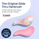 Crave Naturals Glide Thru Detangler Brush Pack of 2 - Curly Hair Brush for Women and Kids - Wet and Dry Comb for Adults - Soft Flexible Bristles for Gentle Use - Pink and Soft Hazy Swirl by TinyTreasures Baby Boutique