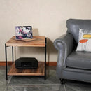 CONSDAN StoneCreek Solid Fir Wood Side Table - Metal Frame, 2-Tier End Table for Living Room/Bedroom/Office, 23" Square Night Stand, Accent Table by CozyNest Decor
