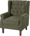 UIXE High Back Accent Chair, Upholstered Armchair in Fabric for Living Room, Retro Wingback Arm Chair Comfy Single Sofa Bedroom Reading Seat with Solid Wood Legs - Green by CozyNest Decor