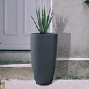 Kante 23.6" H Charcoal Finish Concrete Tall Planters Large Outdoor Indoor Decorative Plant Pots with Drainage Hole and Rubber Plug, Modern Tapered Style for Home and Garden by CozyNest Decor