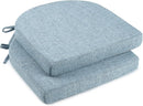 downluxe Indoor Chair Cushions for Dining Chairs, Soft and Comfortable Textured Foam Kitchen Chair Pads with Ties and Non-Slip Backing, 16" x 16" x 2", Light Blue, 2 Pack by CozyNest Decor