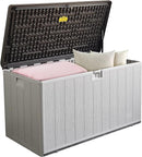110 Pro Gallon Resin Deck Box, Waterproof Outdoor Storage Bin for Patio, Poolside, and Garden, Lockable & UV-Resistant, Ideal for Small Spaces, Coffee by CozyNest Decor