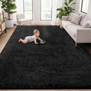 5x7 Area Rug for Living Room: Fluffy Shag Soft Washable Rugs Fuzzy Plush Indoor Carpet for Bedroom Nursery Playroom Dorm Kids Girls Boys Room (Black, 5'x7') by TinyTreasures Baby Boutique