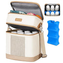 Mancro Breastmilk Cooler Bag with Ice Pack, Double Layer Insulated Baby Bottles Bag Fits 6 Bottles Up to 9 Ounces, Portable Breast Pump Cooler Travel Bag for Daycare and Nursing Moms, Beige by TinyTreasures Baby Boutique