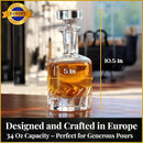 Voted Best High-End Whiskey Decanter 2024 by Food & Wine Magazine |1Hand-Blown Decanter & 4 Tumblers |Made in Europe |100% Lead-Free Crystal |Gift Box by CozyNest Decor