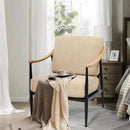 Modern Accent Chair for Living Room Bedroom Mid Century Arm Chair Upholstered Office Accent Chair Comfy Waiting Room Chair with Metal Frame, Khaki by CozyNest Decor
