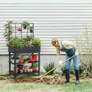 Elevated Planter Box with Trellis Raised Garden Bed with Legs Outdoor Standing Flower Beds for Patio Vegetable Herb by GreenHaven Gardens