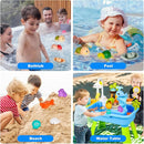 Mold-Free Baby Bath Toys Set 16 Pcs (2 Wind-Up Turtles, 7 No-Hole Sea Animals, 5 Stackable Boats, Fishing Net & Storage Bag) – BPA & Phthalate-Free, Ideal Water Table Baby Pool Toys for Kids Ages 1-3 by TinyTreasures Baby Boutique